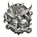 heaven vs hell tattoo design idea