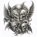 heaven vs hell tattoo design idea