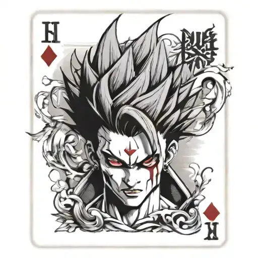Hisoka HxH card design featuring tattoo design idea