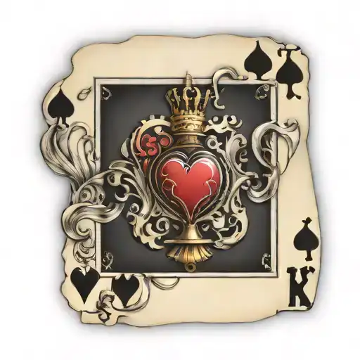interesting 3d card for king of hearts realistic, majestic and fun tattoo design idea