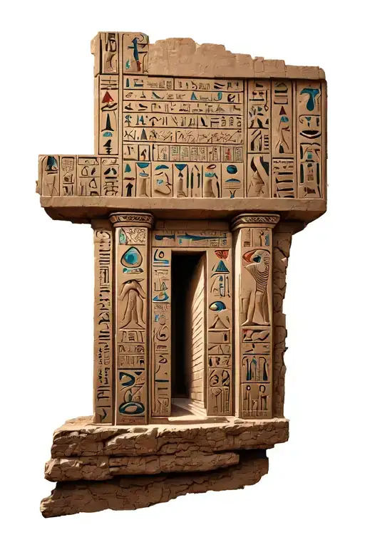 engyptian hieroglyphics carved into wall tattoo design idea