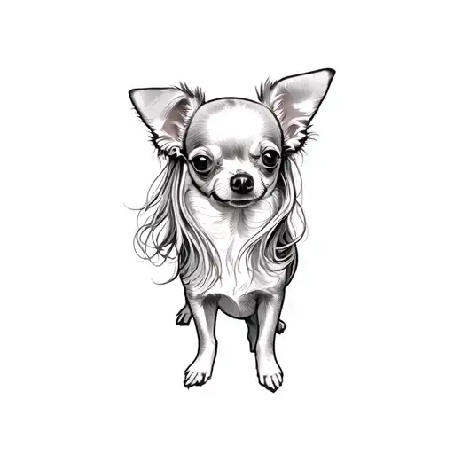 chihuahua hair long hair tattoo design idea