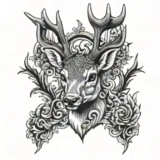 deer head tattoo design idea