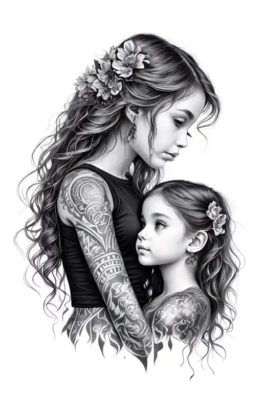 2 daughters Viktorija and Ana tattoo design idea
