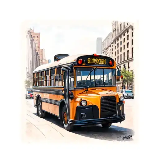 bus in the street tattoo design idea