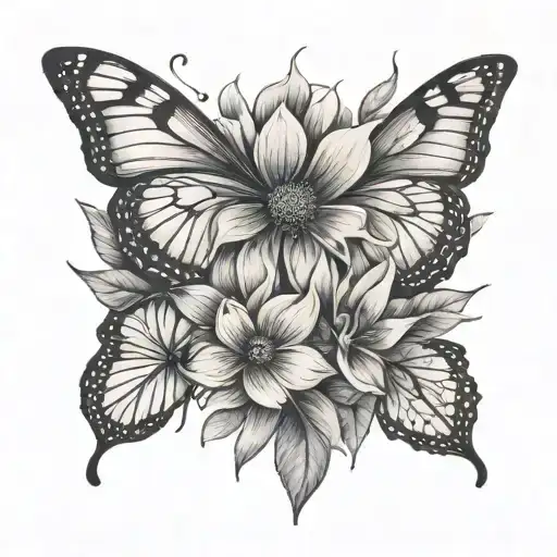 One features a bright sun, a colorful flower, and delicate butterflies to represent light, kindness, positivity, warmth tattoo design idea