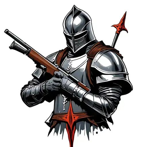 knight with rifle inside tattoo design idea