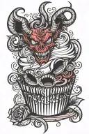 devilish cupcake tattoo design idea