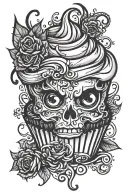 devilish cupcake tattoo design idea