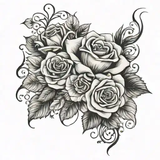 the name Andrea and roses surrounding tattoo design idea