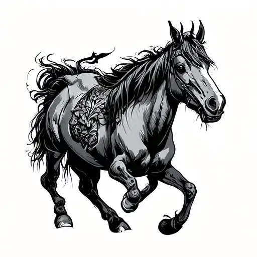 mules pulling hell off of its hinges tattoo design idea