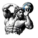 Atlas Greek god, shrugged, holding the earth on his shoulders tattoo design idea
