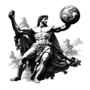 Atlas Greek god, shrugged, holding the earth on his shoulders tattoo design idea