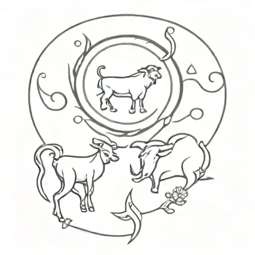 Aquarius and taurus zodiac sign tattoo design idea
