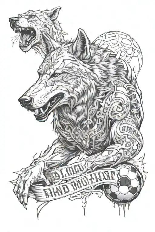 blood wolf  and football cr7 quote and family  tattoo design idea
