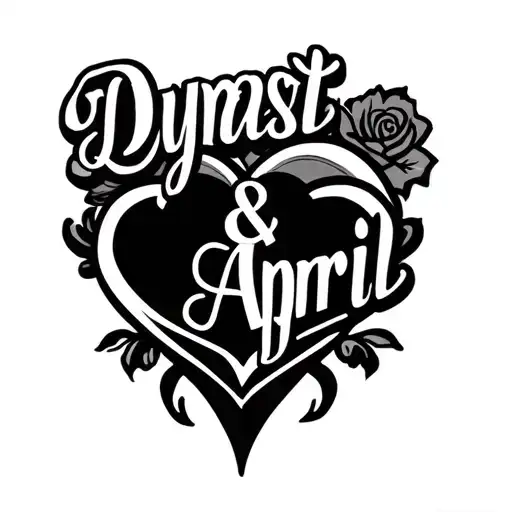 "Dynasti & April" name tattoo design hearts tattoo design idea