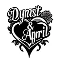 "Dynasti & April" name tattoo design hearts tattoo design idea