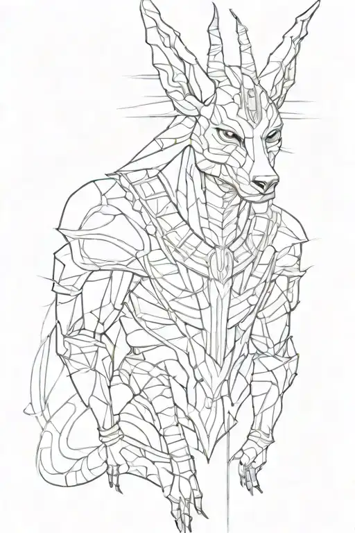 scary anubis  tattoo design idea