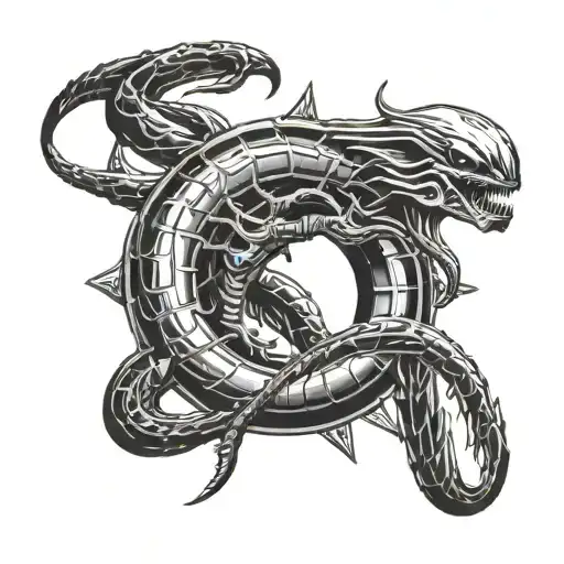 xenomorph ouroboros tattoo design idea
