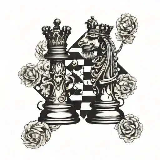 Chess pieces two personalities representing duality tattoo design idea
