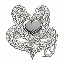 j heart j in braided rope tattoo design idea