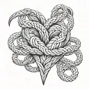 j heart j in braided rope tattoo design idea