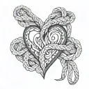 j heart j in braided rope tattoo design idea