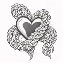 j heart j in braided rope tattoo design idea