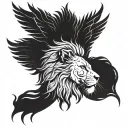 lion head with wings tattoo design idea