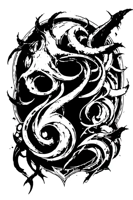 Dark Neogothic Raw Strokes Modern Cyber Sigilism tattoo design idea