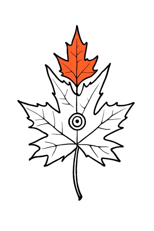 Maple Leaf with  Ashoka Chakra tattoo design idea