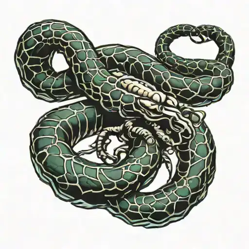 scorpion wrapped in a snake, death before dishonour  tattoo design idea
