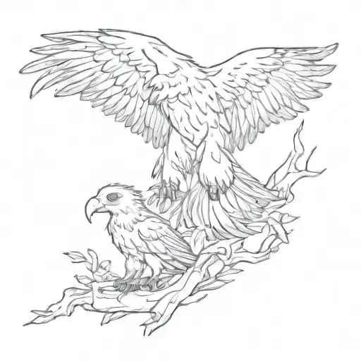 eagle and baby eagle tattoo design idea