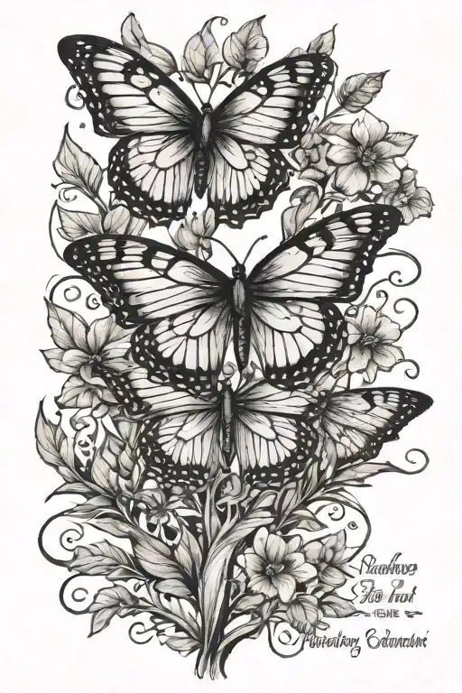 roots that showcase a butterfly with a quote "Missing someone is sadness wrapped in the blessing of knowing them" tattoo design idea
