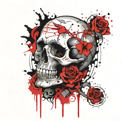 skull and punk tattoo design idea