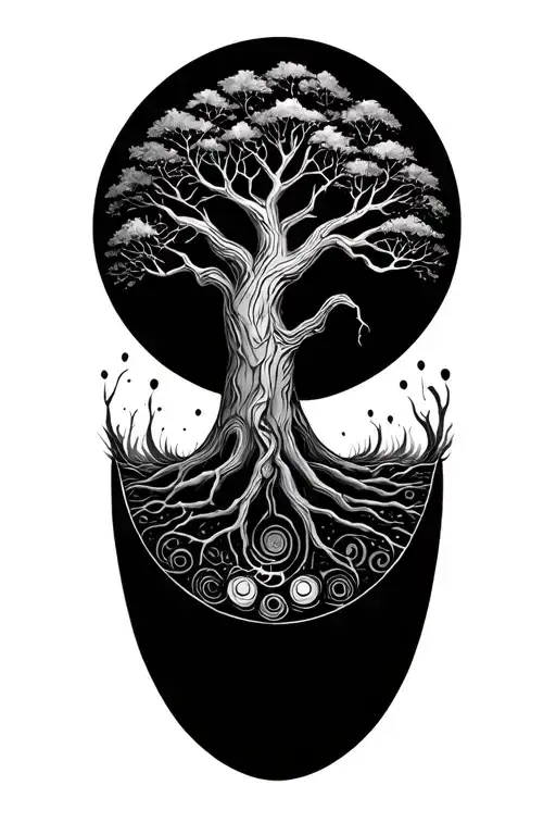 Enso circle tree of life tattoo design idea