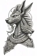 Anubis and Ra, Egypt,Exodia from Yugioh themed collar tattoo design idea