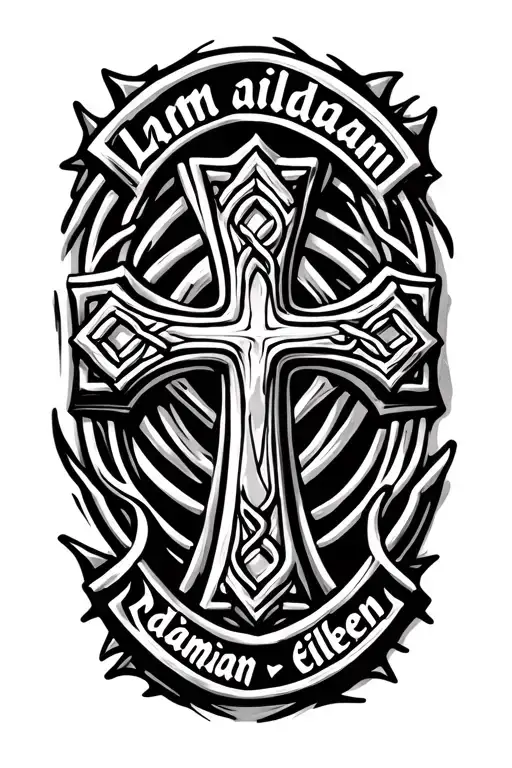 "liam aidann damian eileen" celtic cross tattoo design idea