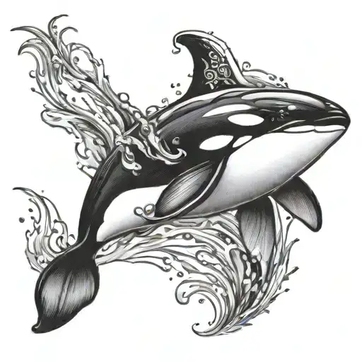 orca jumping head on tattoo design idea