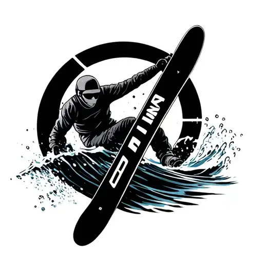 crossed water jump skis tattoo design idea