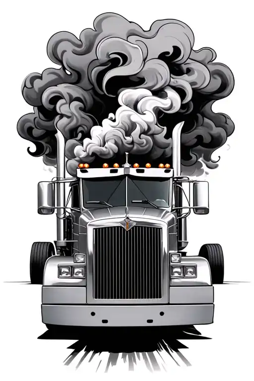 a peterbilt 389 with smoke coming out of Exhaust. tattoo design idea