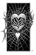 Filler Spider Webs with broken  hearts tangled up in them tattoo design idea