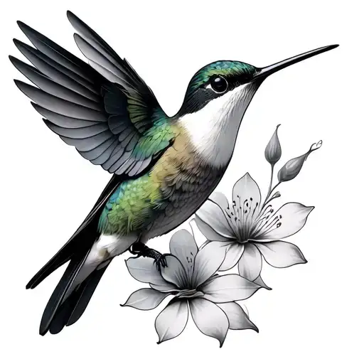 Black And White Hummingbird tattoo design idea