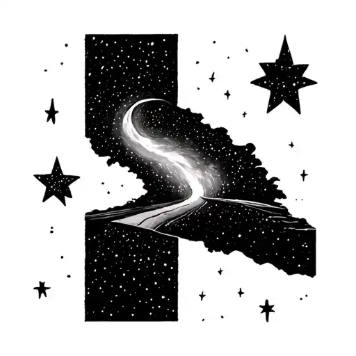 a rough road leads to the stars tattoo design idea