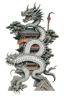 Dragon wrapped temple tattoo design idea