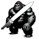bigfoot with a knife tattoo design idea