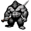 bigfoot with a knife tattoo design idea