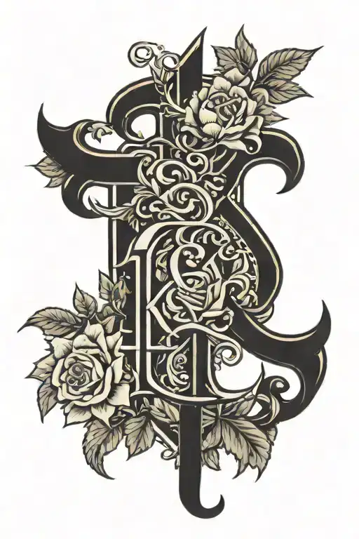 Black Letter K G tattoo design idea
