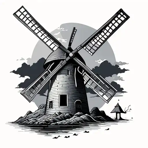 Windmill tattoo design idea