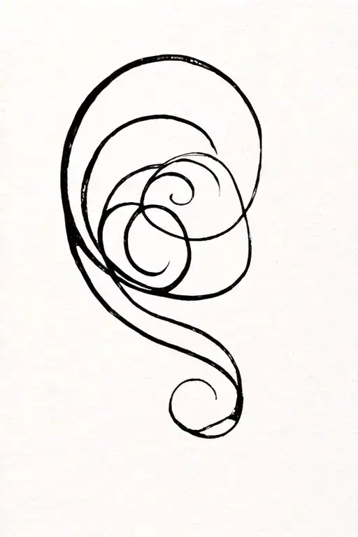 Fluid swirly curvy line with a small thin cheetah going down side tattoo design idea